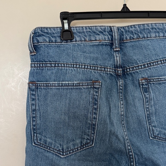 Helmut Lang High Rise Crop Slim Blue Denim Jeans with Frayed Hem - Picture 4 of 7